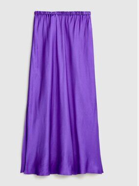 J. Crew Luster Crepe Maxi Skirt Side Slits | Purple | NWT | XL